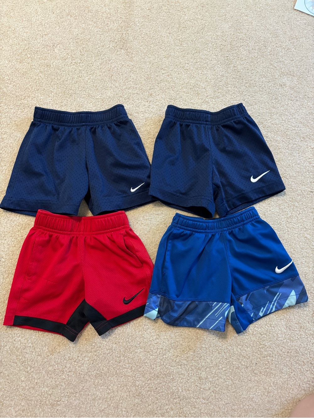Nike Athletic Shorts 4 Pairs - Navy, Red, Blue Size 2T